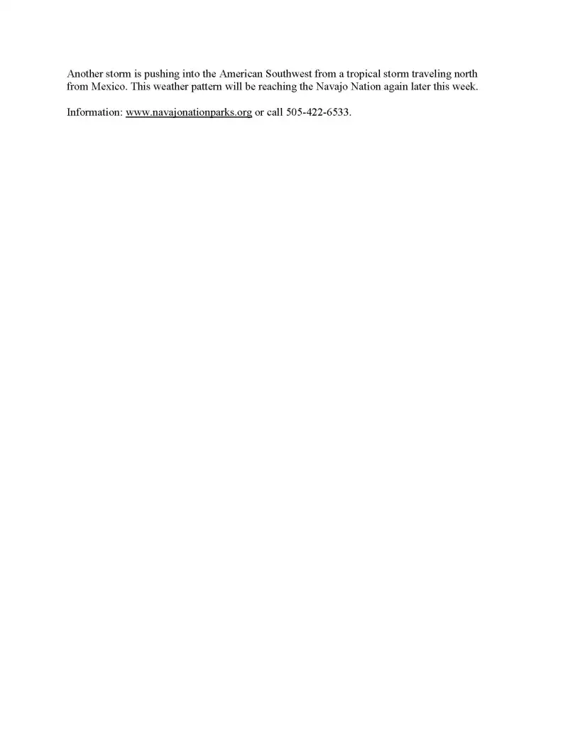 Text about a storm approaching the American Southwest from Mexico.